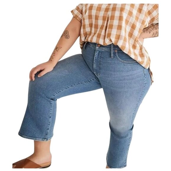 NEW Madewell Cali Demi-Boot Cropped Jeans Plus Size 28W Medium Wash Denim‎ - Picture 1 of 13